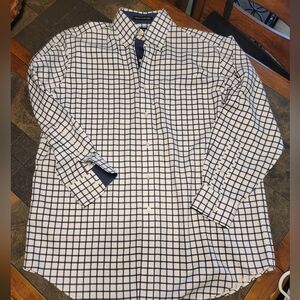 Paul‎ Fredrick Navy and White Grid Shirt